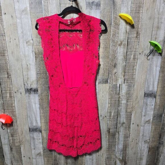 Free People FP Red Daydream Lace Bodycon Dress - Picture 3 of 5